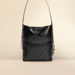 OLEADA NYC Bucket Bag > Leather Tote Bag For Women > Large Capacity Handbag > Convertible To Shoulder Bag > stylish 14 inch laptop bag Color_Obsidian Marina Soft Bucket