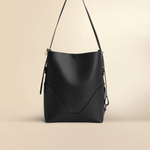 OLEADA NYC Bucket Bag > Leather Tote Bag For Women > Large Capacity Handbag > Convertible To Shoulder Bag > stylish 14 inch laptop bag Color_Onyx Marina Soft Bucket