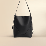 OLEADA NYC Bucket Bag > Leather Tote Bag For Women > Large Capacity Handbag > Convertible To Shoulder Bag > stylish 14 inch laptop bag Color_Onyx Marina Soft Bucket