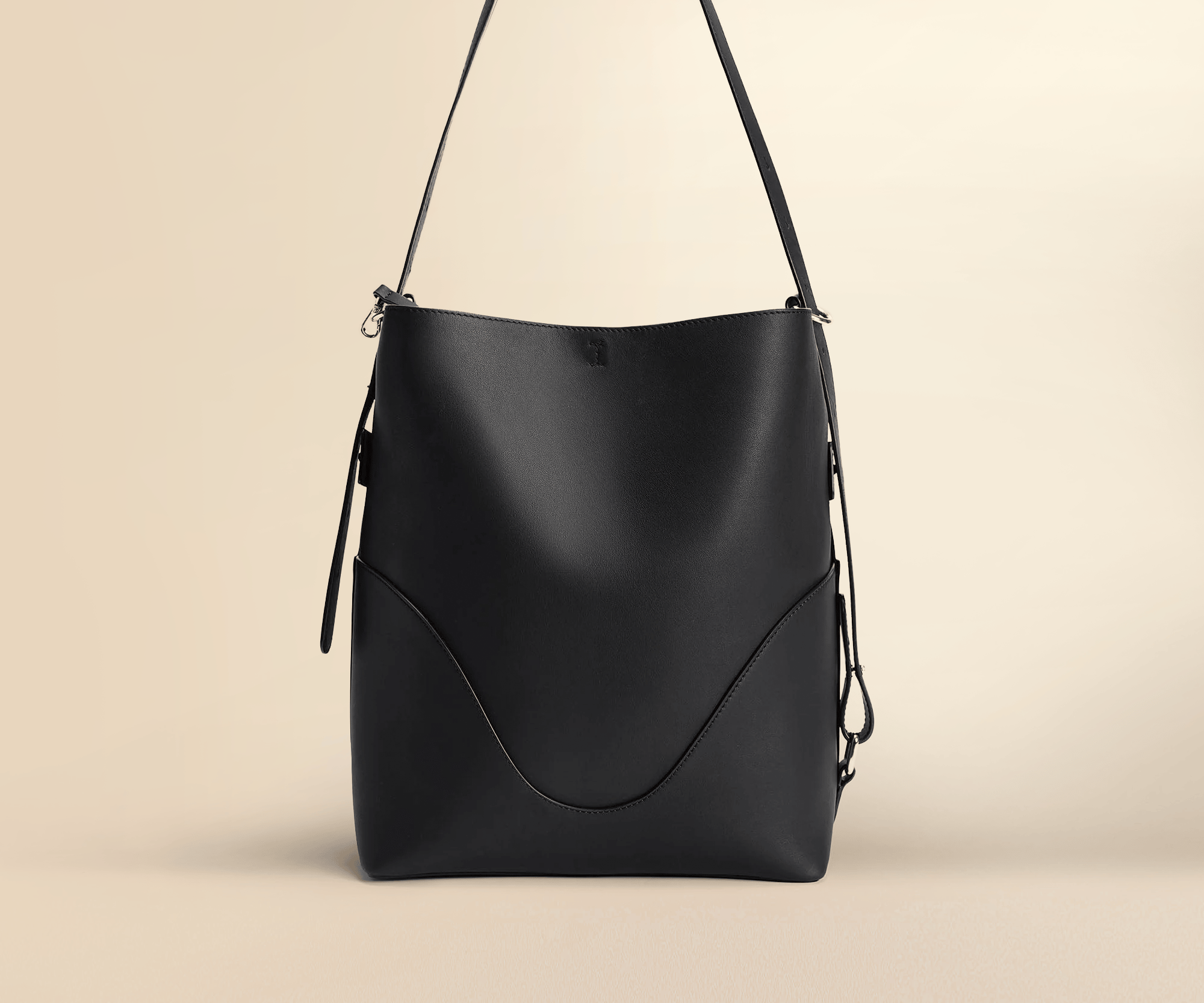 OLEADA NYC Bucket Bag > Leather Tote Bag For Women > Large Capacity Handbag > Convertible To Shoulder Bag > stylish 14 inch laptop bag Color_Onyx Marina Soft Bucket