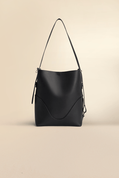 OLEADA NYC Bucket Bag > Leather Tote Bag For Women > Large Capacity Handbag > Convertible To Shoulder Bag > stylish 14 inch laptop bag Color_Onyx Marina Soft Bucket