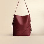 OLEADA NYC Bucket Bag > Leather Tote Bag For Women > Large Capacity Handbag > Convertible To Shoulder Bag > stylish 14 inch laptop bag Color_Scarlet Marina Soft Bucket