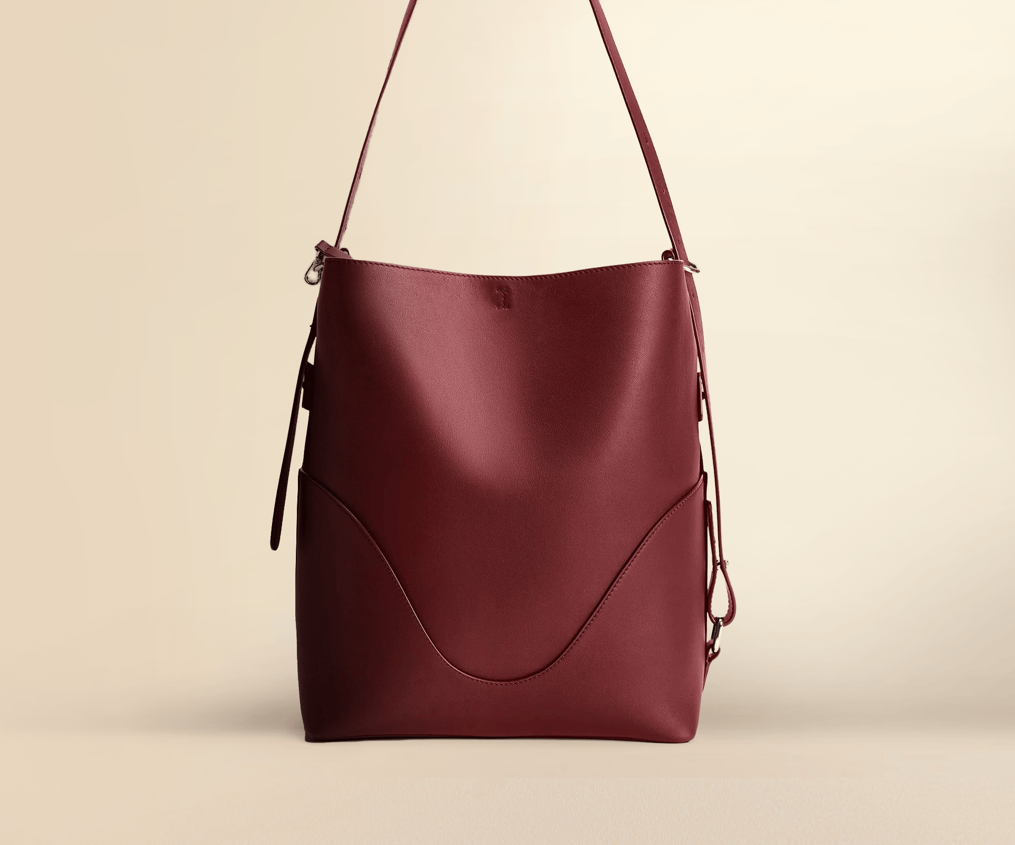 OLEADA NYC Bucket Bag > Leather Tote Bag For Women > Large Capacity Handbag > Convertible To Shoulder Bag > stylish 14 inch laptop bag Color_Scarlet Marina Soft Bucket