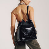 OLEADA NYC Bucket Bag > Leather Tote Bag For Women > Large Capacity Handbag > Convertible To Shoulder Bag > stylish 14 inch laptop bag Marina Soft Bucket