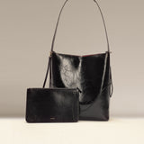 OLEADA NYC Bucket Bag > Leather Tote Bag For Women > Large Capacity Handbag > Convertible To Shoulder Bag > stylish 14 inch laptop bag Marina Soft Bucket