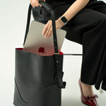 OLEADA NYC Bucket Bag > Leather Tote Bag For Women > Large Capacity Handbag > Convertible To Shoulder Bag > stylish 14 inch laptop bag Marina Soft Bucket