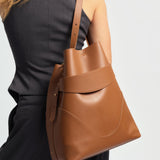 OLEADA NYC Bucket Bag > Leather Tote Bag For Women > Large Capacity Handbag > Convertible To Shoulder Bag > stylish 14 inch laptop bag Marina Soft Bucket
