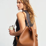 OLEADA NYC Bucket Bag > Leather Tote Bag For Women > Large Capacity Handbag > Convertible To Shoulder Bag > stylish 14 inch laptop bag Marina Soft Bucket