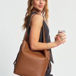 OLEADA NYC Bucket Bag > Leather Tote Bag For Women > Large Capacity Handbag > Convertible To Shoulder Bag > stylish 14 inch laptop bag Marina Soft Bucket