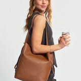 OLEADA NYC Bucket Bag > Leather Tote Bag For Women > Large Capacity Handbag > Convertible To Shoulder Bag > stylish 14 inch laptop bag Marina Soft Bucket