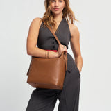 OLEADA NYC Bucket Bag > Leather Tote Bag For Women > Large Capacity Handbag > Convertible To Shoulder Bag > stylish 14 inch laptop bag Marina Soft Bucket
