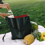 OLEADA NYC Bucket Bag > Leather Tote Bag For Women > Large Capacity Handbag > Convertible To Shoulder Bag > stylish 14 inch laptop bag Marina Soft Bucket