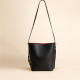 OLEADA NYC Bucket Bag > Leather Tote Bag For Women > Mini Handbag > Convertible To Shoulder Bag > Fits iPad Mini> Color_Onyx Mini Marina Soft Bucket