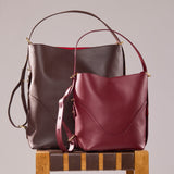 OLEADA NYC Bucket Bag > Leather Tote Bag For Women > Mini Handbag > Convertible To Shoulder Bag > Fits iPad Mini> Mini Marina Soft Bucket