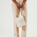 OLEADA NYC Bucket Bag > Leather Tote Bag For Women > Mini Handbag > Convertible To Shoulder Bag > Fits iPad Mini> Mini Marina Soft Bucket