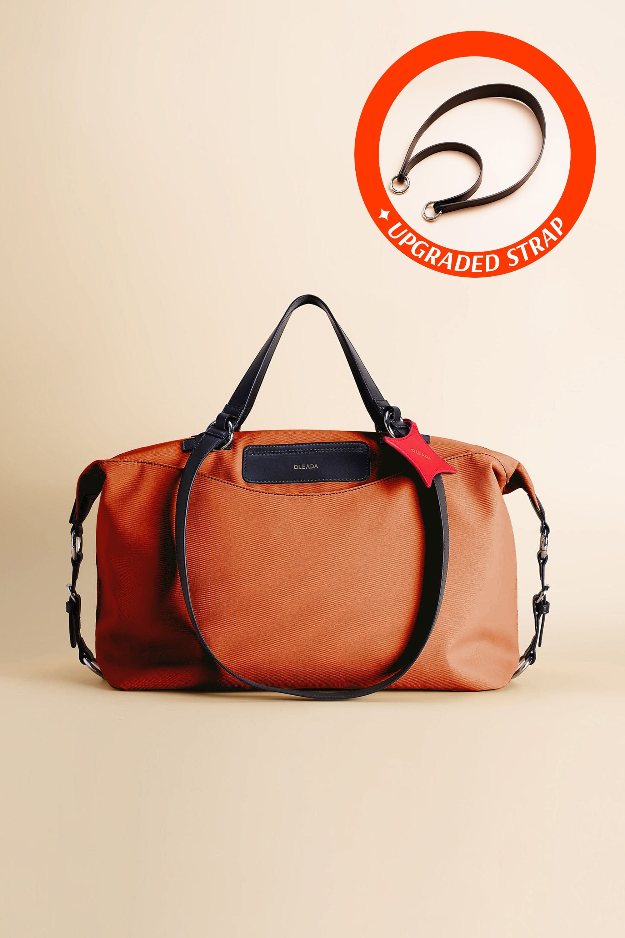 OLEADA NYC convertible travel bags > airport tote bags > overnight bags > water-resistant vegan bags > stylish multi-use bags Color_Sedona AnyWear AnyDuffle