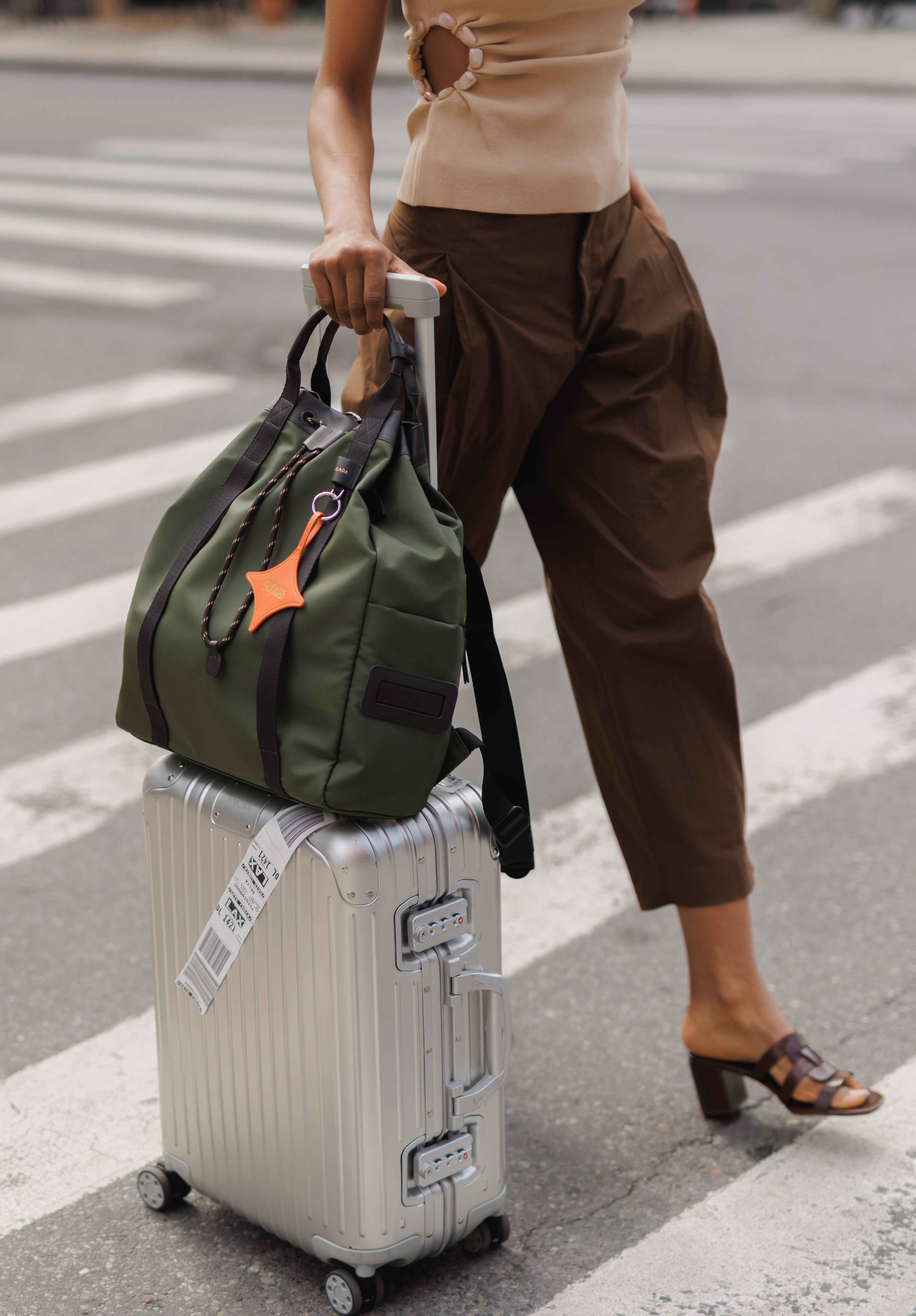 OLEADA NYC convertible travel bags > work-to-travel backpack > commuter bags > water-resistant vegan bags > stylish multi-use backpack AnyWear Tennis Backpack