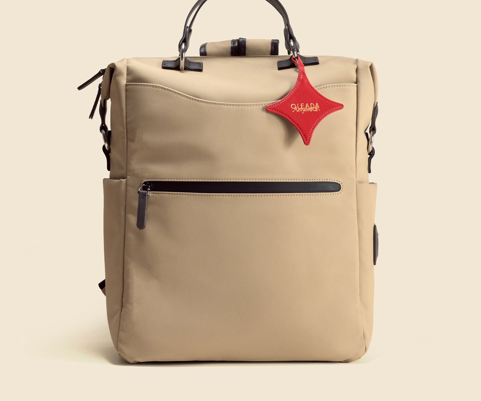 OLEADA NYC convertible travel bags > work-to-travel backpack > commuter bags > water-resistant vegan bags > stylish multi-use backpack Color_Abu Dhabi AnyWear AnyBackpack Travel