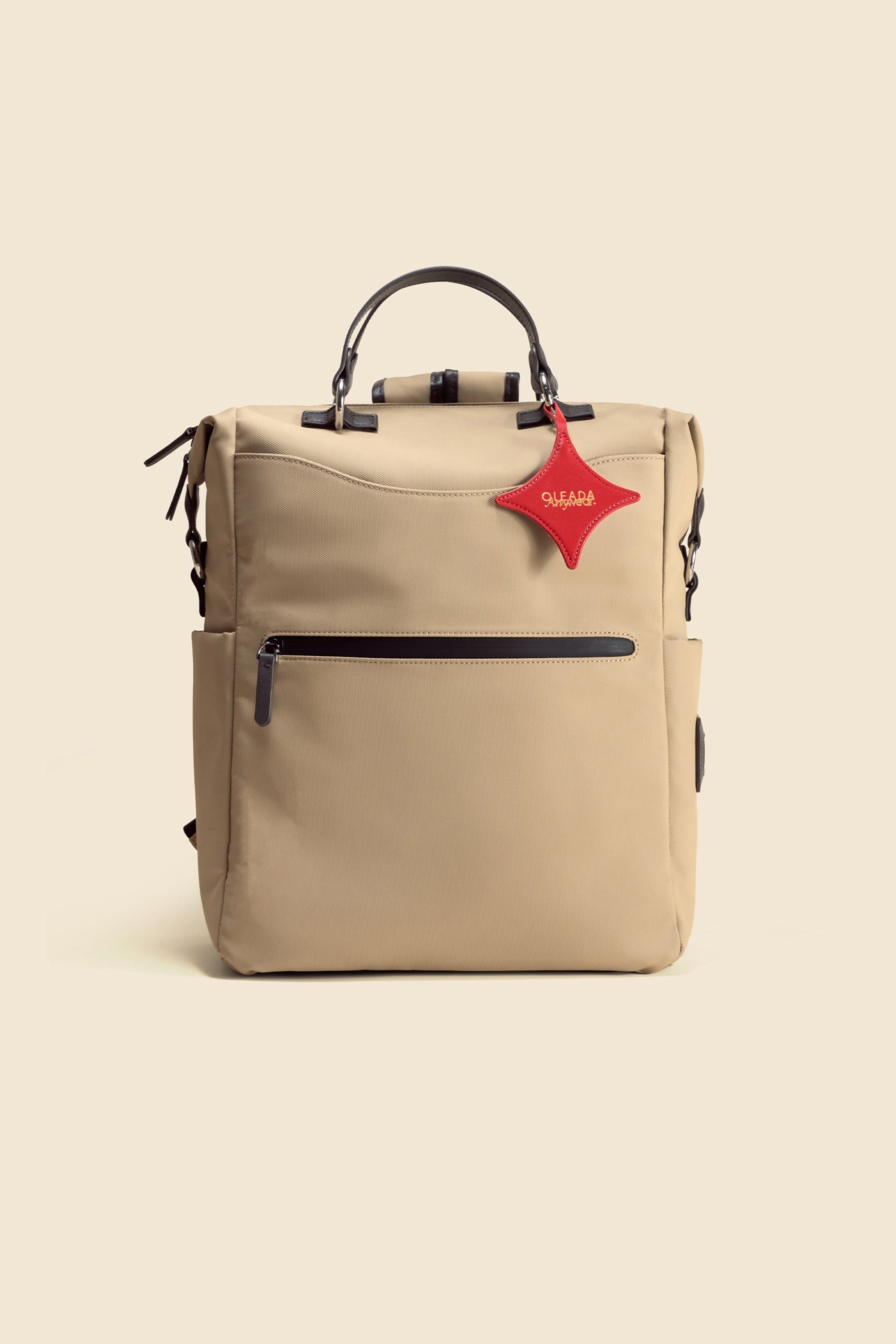 OLEADA NYC convertible travel bags > work-to-travel backpack > commuter bags > water-resistant vegan bags > stylish multi-use backpack Color_Abu Dhabi AnyWear AnyBackpack Travel