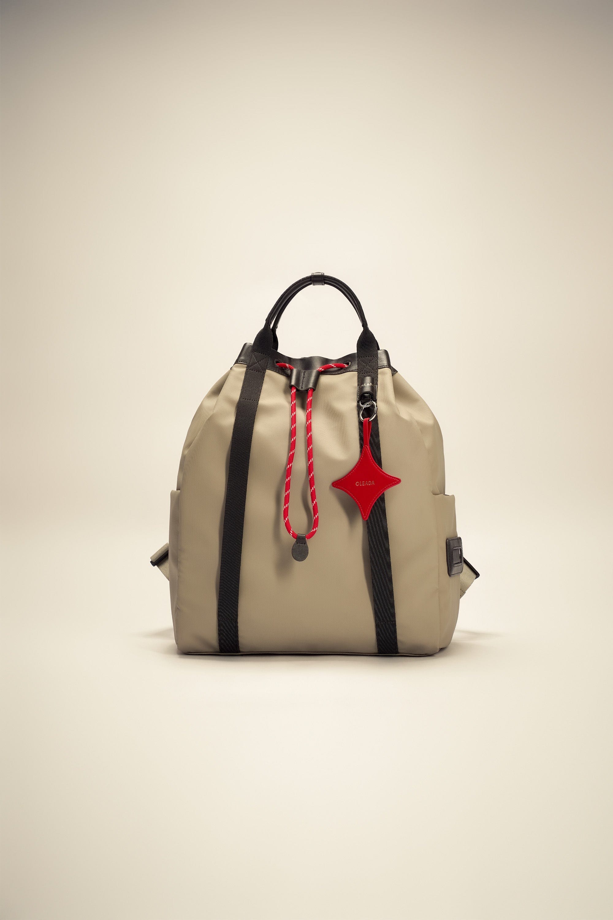 OLEADA NYC convertible travel bags > work-to-travel backpack > commuter bags > water-resistant vegan bags > stylish multi-use backpack Color_Abu Dhabi AnyWear Tennis Backpack
