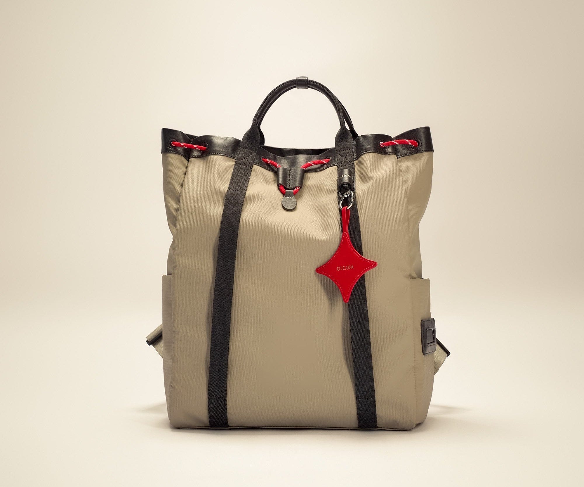 OLEADA NYC convertible travel bags > work-to-travel backpack > commuter bags > water-resistant vegan bags > stylish multi-use backpack Color_Abu Dhabi AnyWear Tennis Backpack