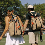 OLEADA NYC convertible travel bags > work-to-travel backpack > commuter bags > water-resistant vegan bags > stylish multi-use backpack Color_Abu Dhabi AnyWear Tennis Backpack