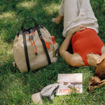 OLEADA NYC convertible travel bags > work-to-travel backpack > commuter bags > water-resistant vegan bags > stylish multi-use backpack Color_Abu Dhabi AnyWear Tennis Backpack