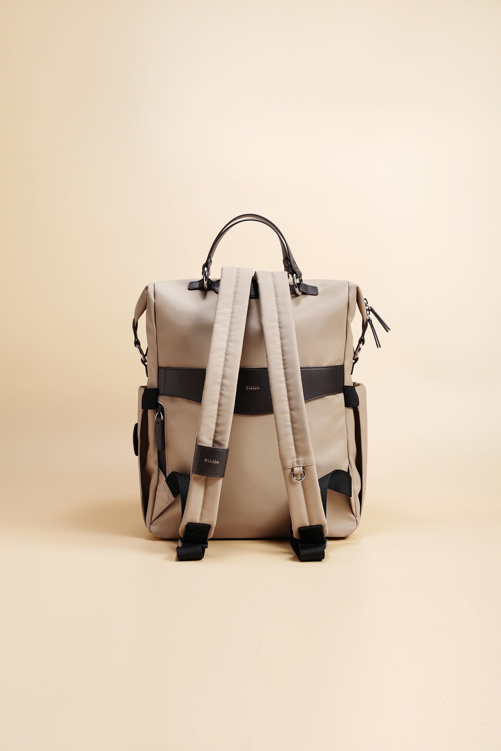 OLEADA NYC Convertible Travel Bags > Work-to-Travel Backpack > Organized Carry Bags > Water-Resistant Vegan Bags > Stylish Multi-Use Backpack Color_Tan Anywear AnyBackpack