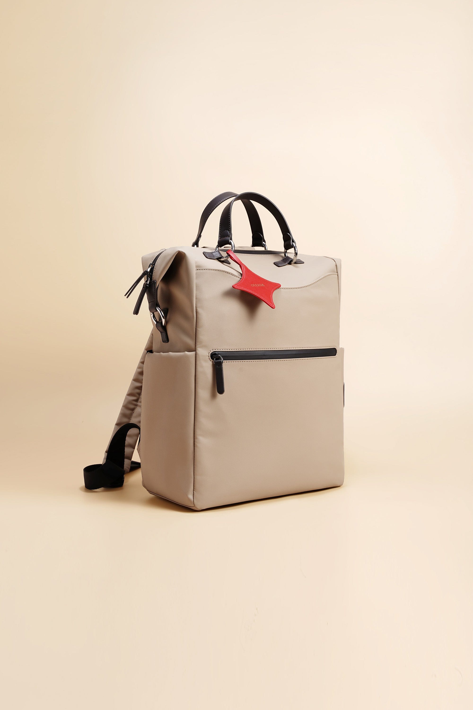 OLEADA NYC Convertible Travel Bags > Work-to-Travel Backpack > Organized Carry Bags > Water-Resistant Vegan Bags > Stylish Multi-Use Backpack Color_Tan Anywear AnyBackpack