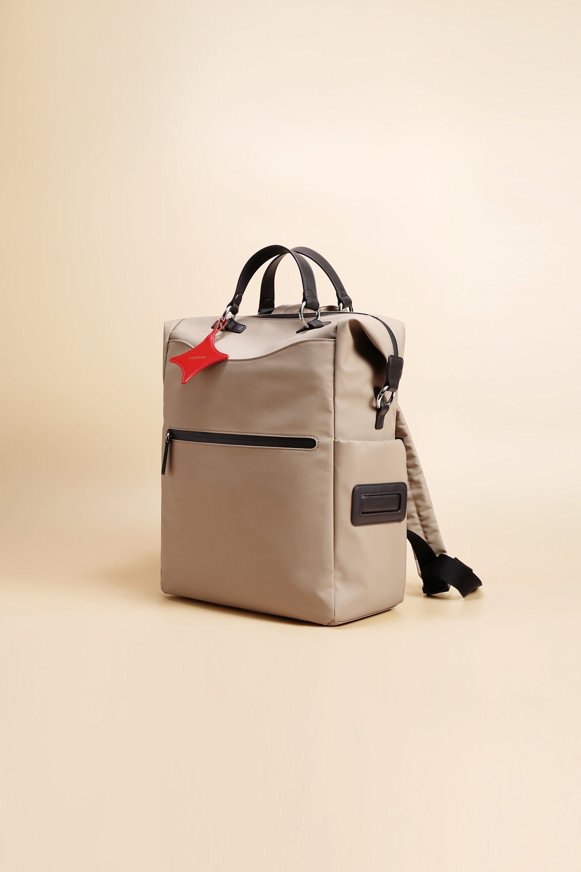 OLEADA NYC Convertible Travel Bags > Work-to-Travel Backpack > Organized Carry Bags > Water-Resistant Vegan Bags > Stylish Multi-Use Backpack Color_Tan Anywear AnyBackpack