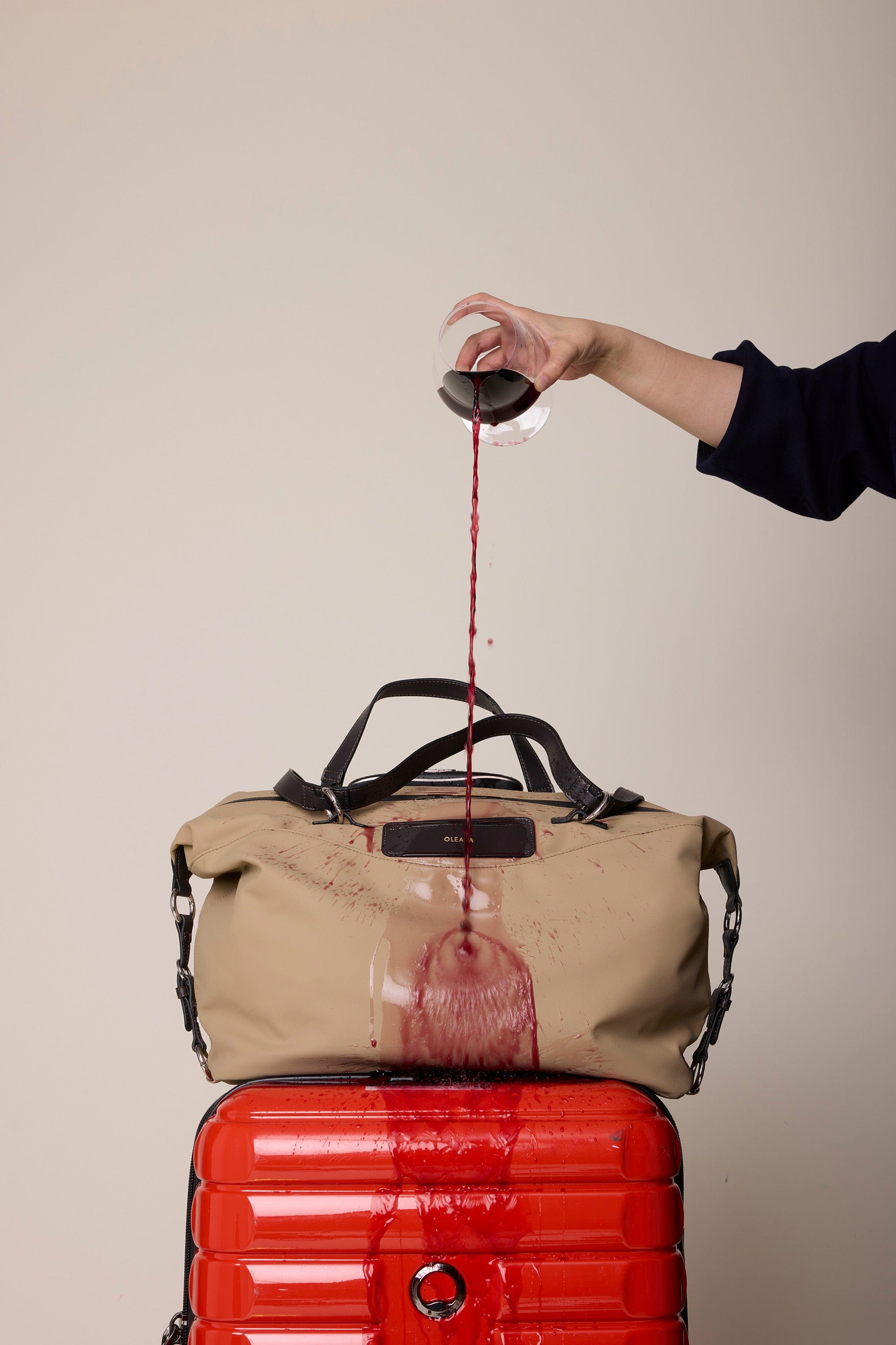OLEADA NYC Convertible Travel Bags > Work-to-Travel Duffle Bags > Organized Carry Bags > Water-Resistant Vegan Bags > Stylish Multi-Use Bags Color_Tan Anywear AnyDuffle City