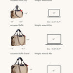 OLEADA NYC Convertible Travel Bags > Work-to-Travel Duffle Bags > Organized Carry Bags > Water-Resistant Vegan Bags > Stylish Multi-Use Bags Color_Tan Anywear AnyDuffle Travel