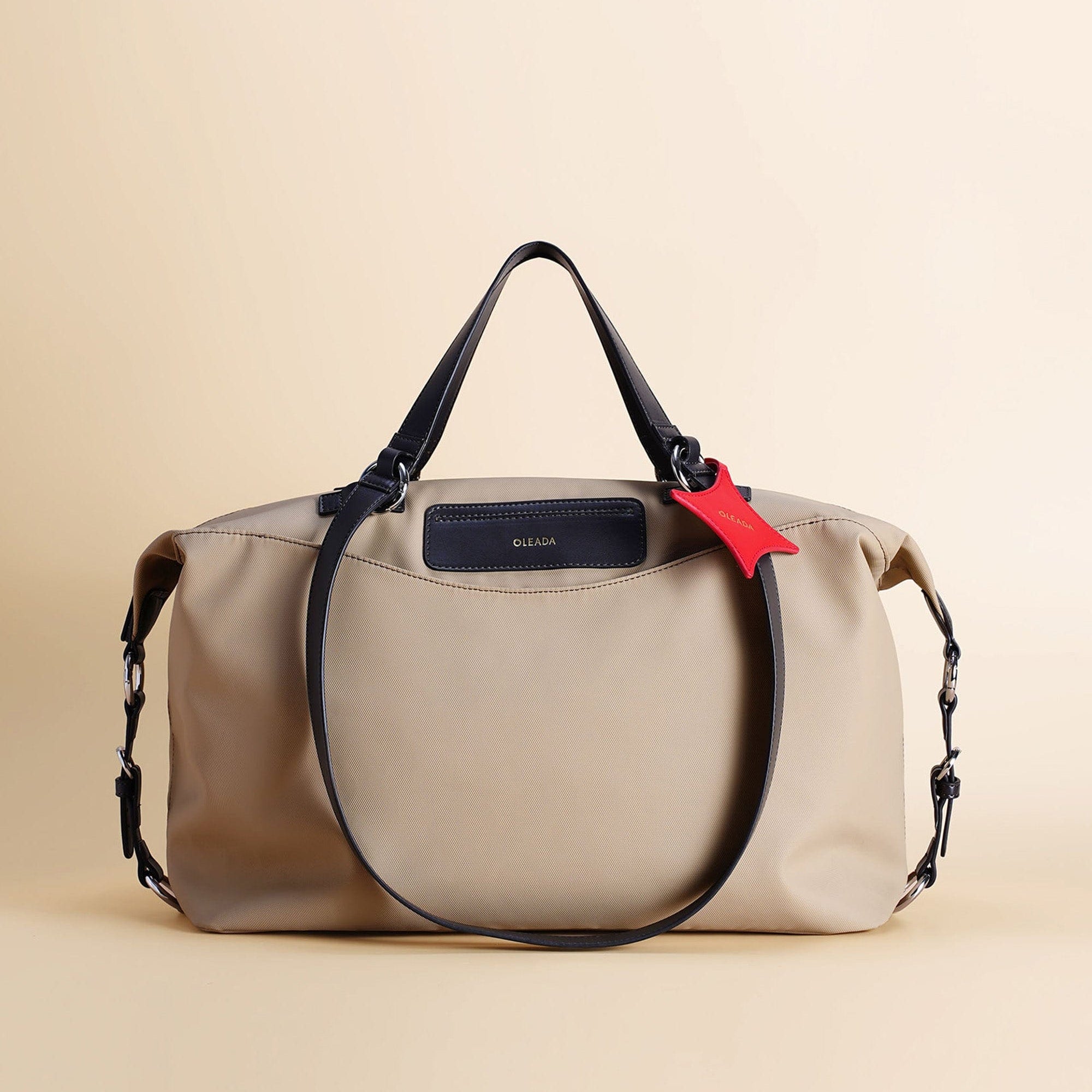 OLEADA NYC Convertible Travel Bags > Work-to-Travel Duffle Bags > Organized Carry Bags > Water-Resistant Vegan Bags > Stylish Multi-Use Bags Color_Tan / Vegan Anywear AnyDuffle