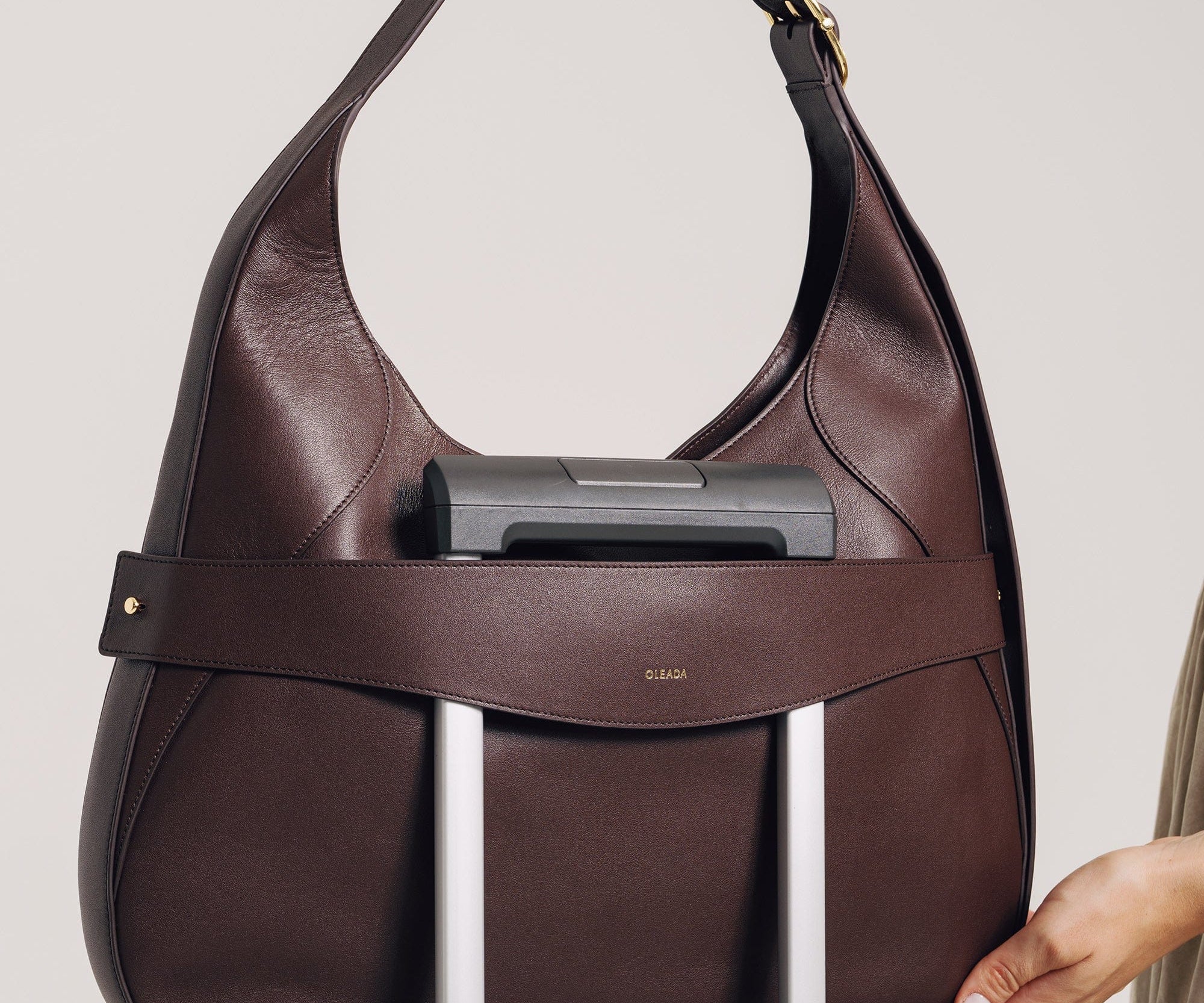 OLEADA NYC Hobo Bag > Leather Hobo Bag For Women > Mini Handbag > Convertible To Shoulder Bag > Fits 14" laptop> Color_Chocolate Marina Hobo