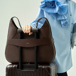 OLEADA NYC Hobo Bag > Leather Hobo Bag For Women > Mini Handbag > Convertible To Shoulder Bag > Fits 14" laptop> Color_Chocolate Marina Hobo