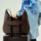 OLEADA NYC Hobo Bag > Leather Hobo Bag For Women > Mini Handbag > Convertible To Shoulder Bag > Fits 14" laptop> Color_Chocolate Marina Hobo