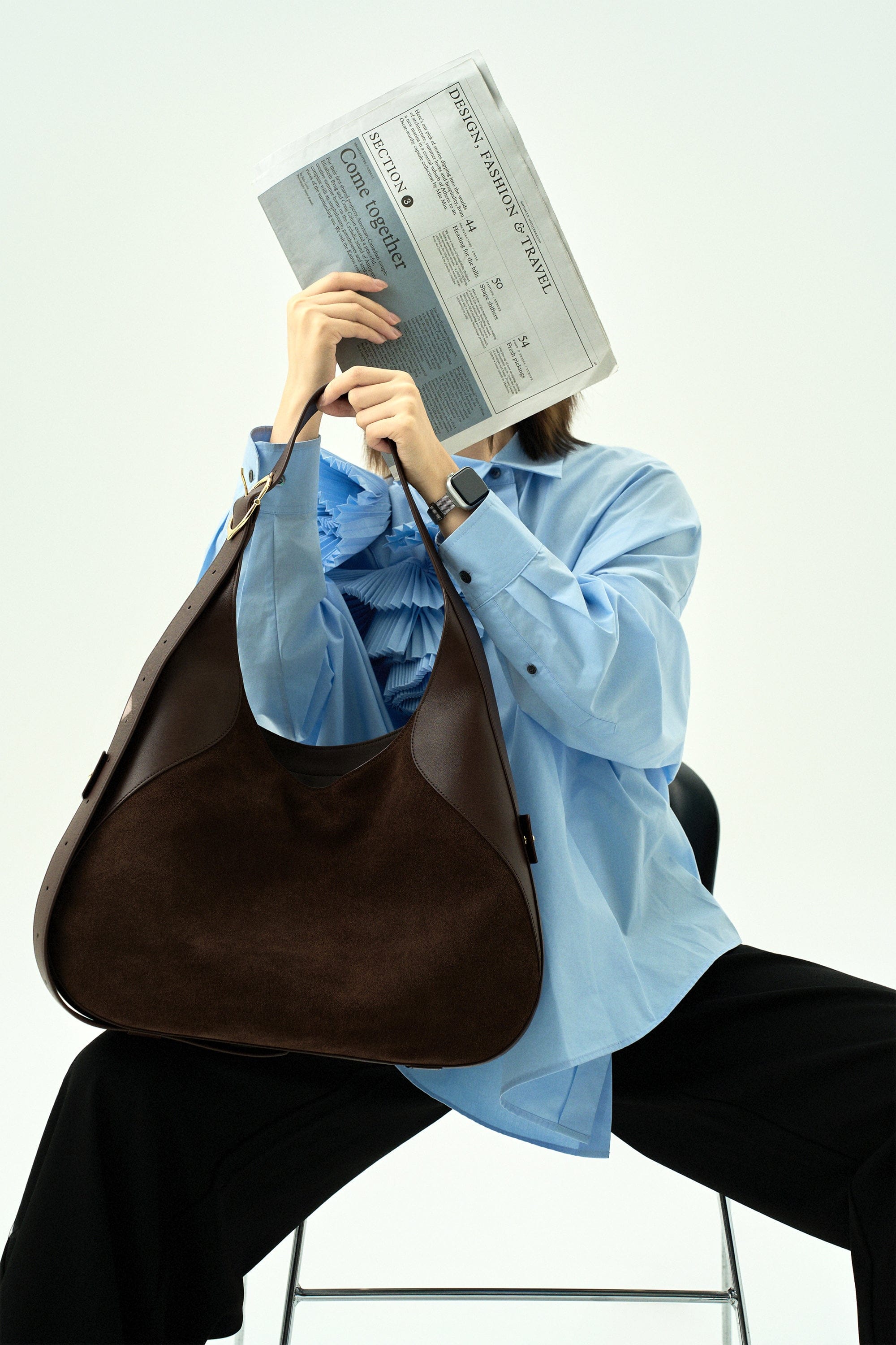 OLEADA NYC Hobo Bag > Leather Hobo Bag For Women > Mini Handbag > Convertible To Shoulder Bag > Fits 14" laptop> Color_Mocha Marina Hobo