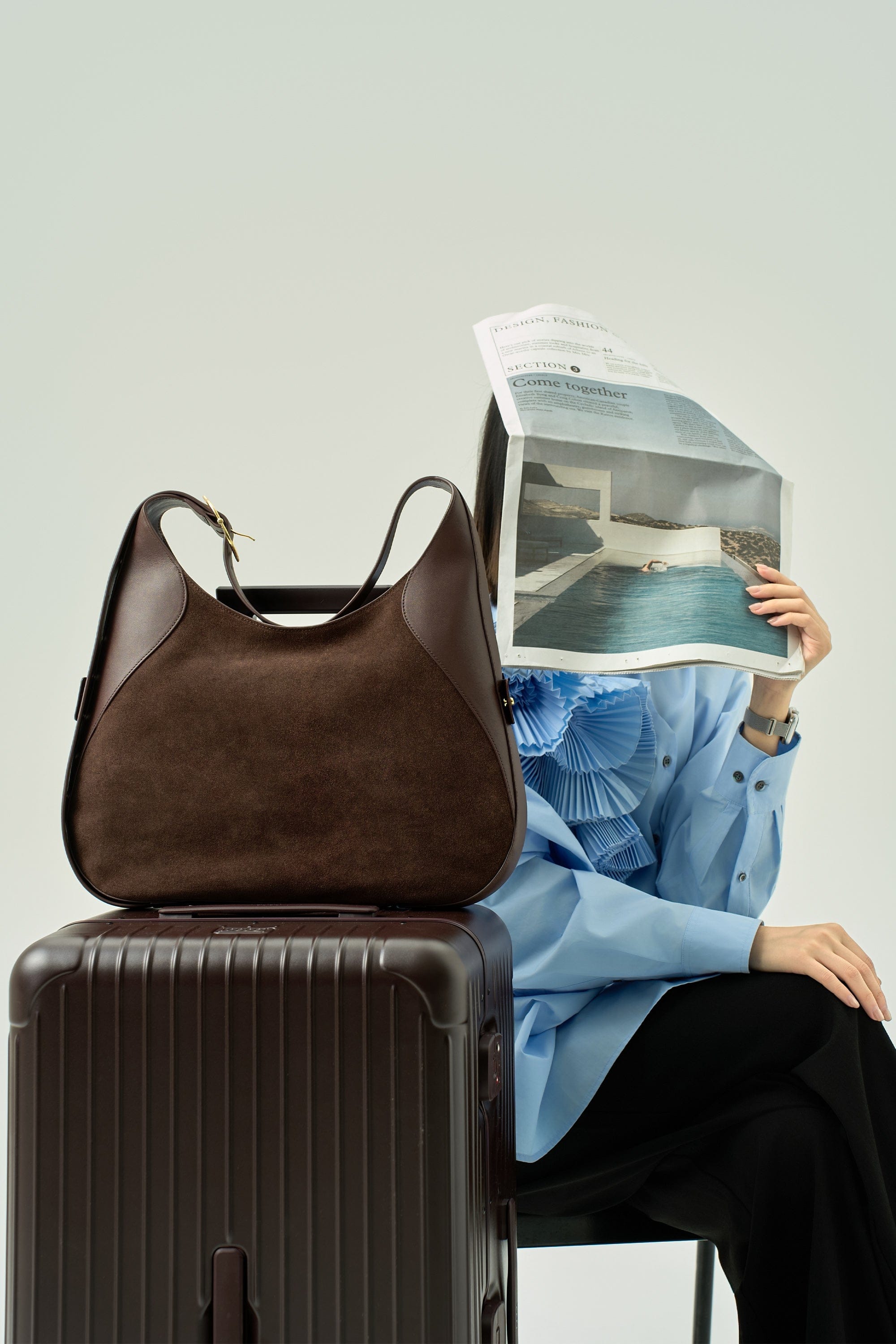 OLEADA NYC Hobo Bag > Leather Hobo Bag For Women > Mini Handbag > Convertible To Shoulder Bag > Fits 14" laptop> Color_Mocha Marina Hobo