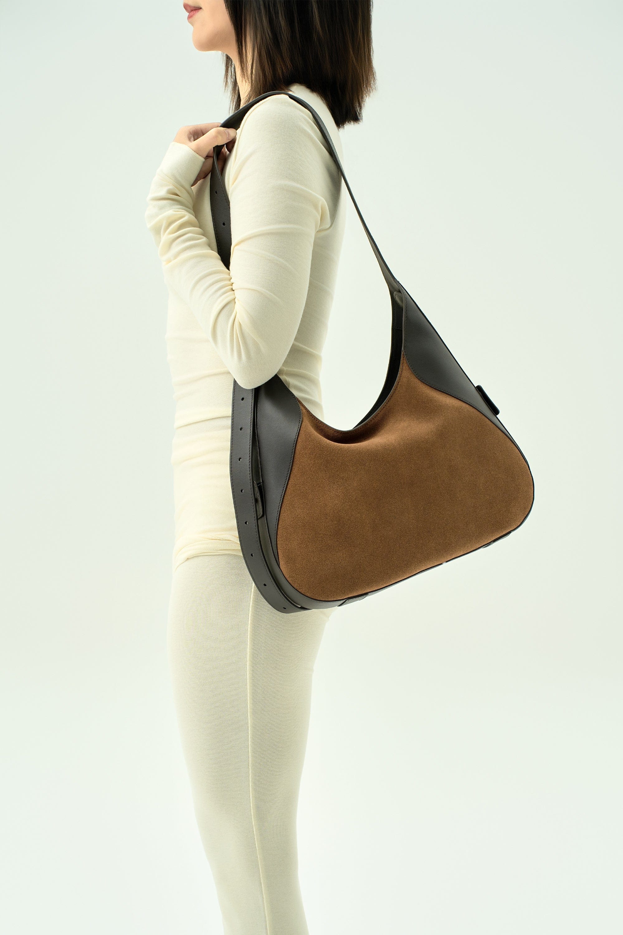 OLEADA NYC Hobo Bag > Leather Hobo Bag For Women > Mini Handbag > Convertible To Shoulder Bag > Fits iPad Pro> Color_Cinnamon Mini Marina Hobo