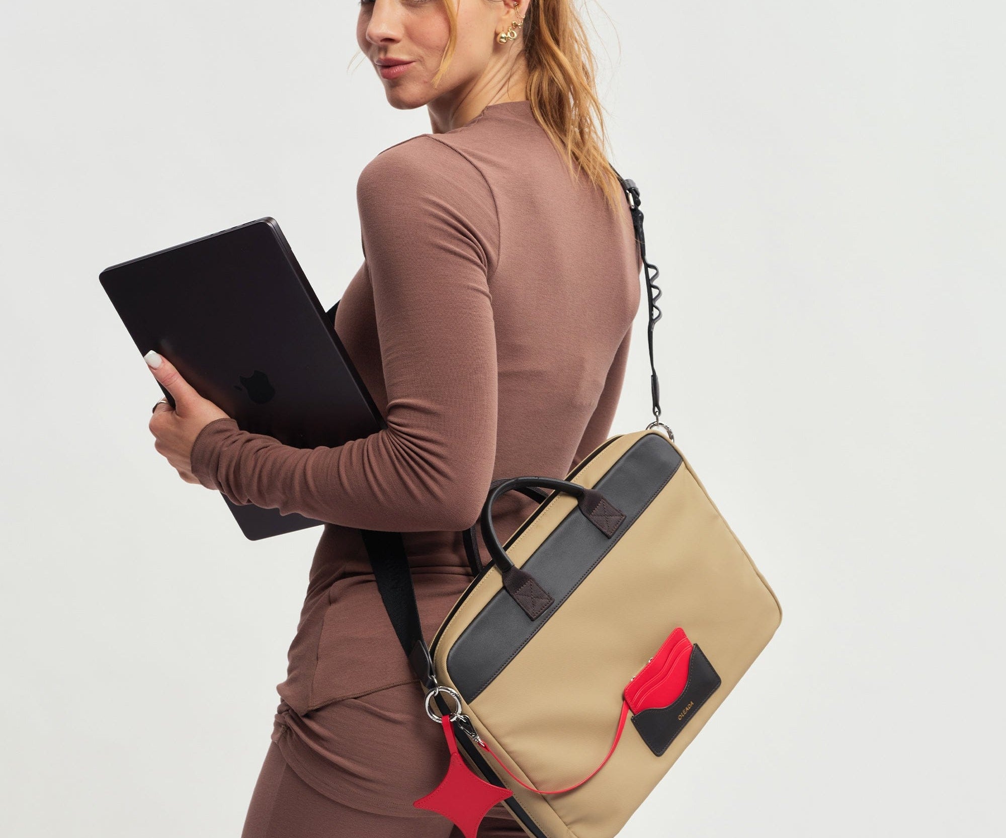 OLEADA NYC Laptop Work Bag > Business Laptop Briefcase > 16 Inch Laptop Bag > Bag With Top Handle > Spacious Compartments Color_Abu Dhabi AnyWear Laptop Brief