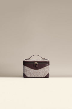 OLEADA NYC Leather Handbag > Women Work Bag > Top Handle Bag > Shoulder Bag > Mini Bag Color_Espresso Mini Anchor Bag Denim/Canvas