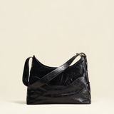 OLEADA NYC Mini Hobo Bag > Women Leather Bag For All Occasions > multiple interior and exterior pockets with a laptop compartment > 13 inch laptop bag > convertible to shoulder bag Color_Obsidian Reverie Hobo