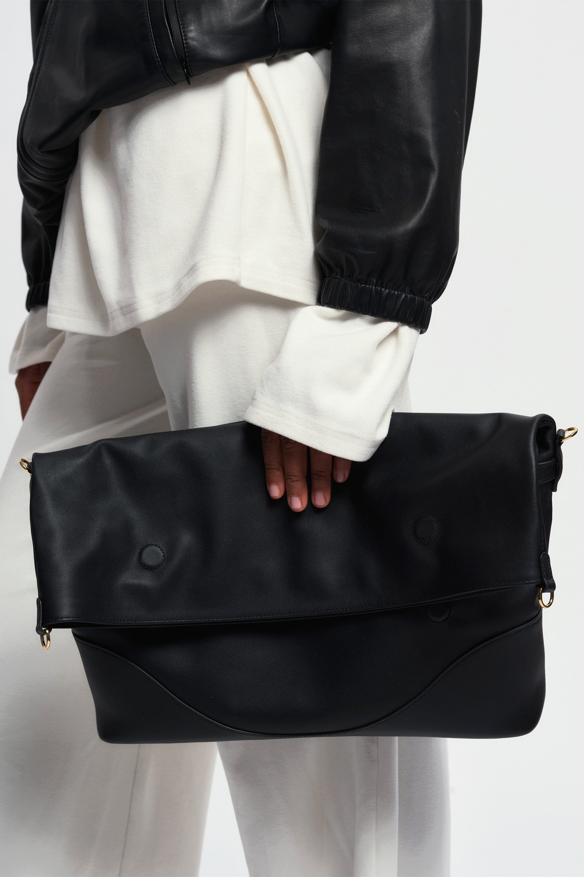 OLEADA NYC Shoulder Bag > Leather Shoulder Bag For Women > Leather Handbag > Convertible To Handbag > Fits 14" laptop> Marina Foldover Bag