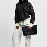 OLEADA NYC Shoulder Bag > Leather Shoulder Bag For Women > Leather Handbag > Convertible To Handbag > Fits 14" laptop> Marina Foldover Bag