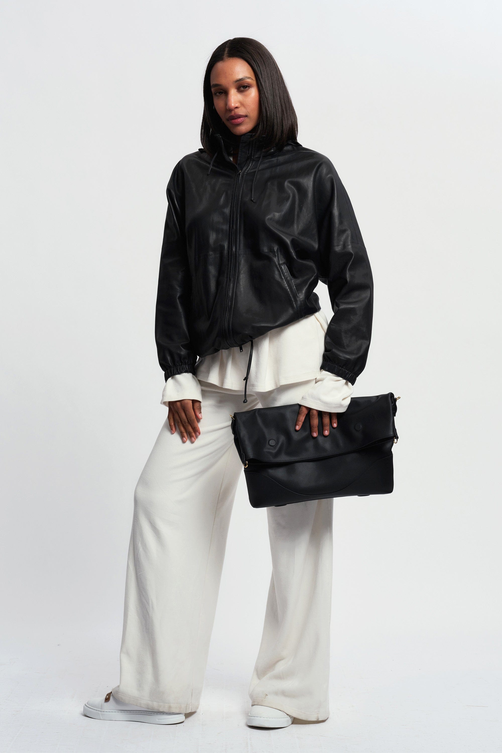 OLEADA NYC Shoulder Bag > Leather Shoulder Bag For Women > Leather Handbag > Convertible To Handbag > Fits 14" laptop> Marina Foldover Bag