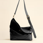 OLEADA NYC Shoulder Bag > Leather Shoulder Bag For Women > Leather Handbag > Convertible To Handbag > Fits 14" laptop> Marina Foldover Bag