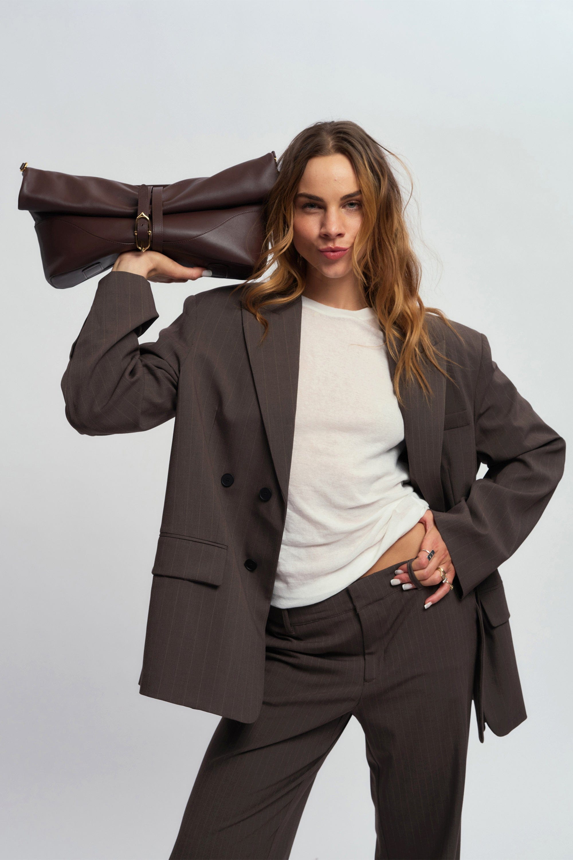 OLEADA NYC Shoulder Bag > Leather Shoulder Bag For Women > Leather Handbag > Convertible To Handbag > Fits 14" laptop> Marina Foldover Bag