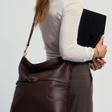 OLEADA NYC Shoulder Bag > Leather Shoulder Bag For Women > Leather Handbag > Convertible To Handbag > Fits 14" laptop> Marina Foldover Bag