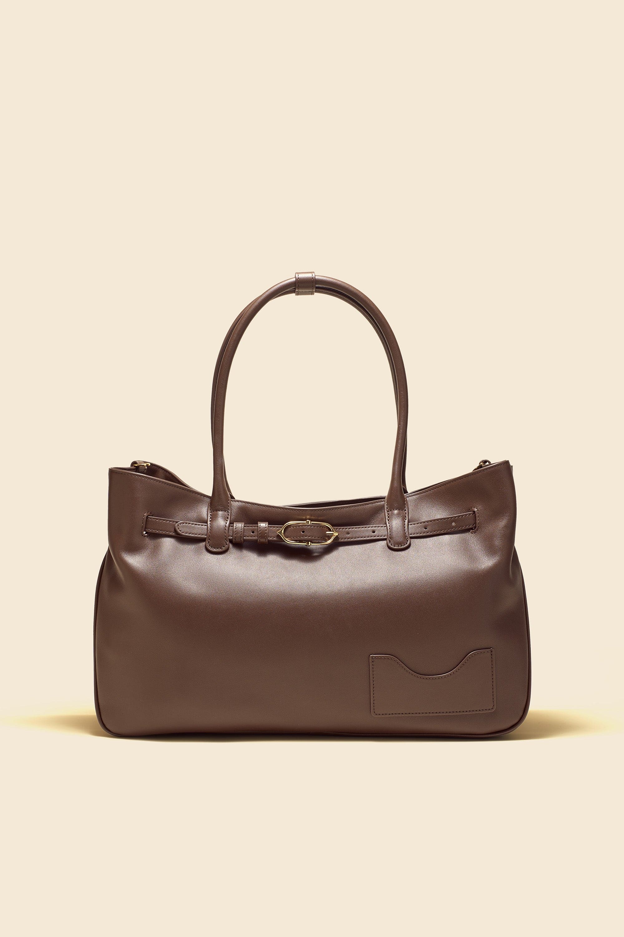 OLEADA NYC Tote Bag > Leather Tote Bag For Women > Mini Handbag > Convertible To Shoulder Bag > Fits 14" laptop> Color_Chocolate Marina Tote
