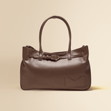 OLEADA NYC Tote Bag > Leather Tote Bag For Women > Mini Handbag > Convertible To Shoulder Bag > Fits 14" laptop> Color_Chocolate Marina Tote